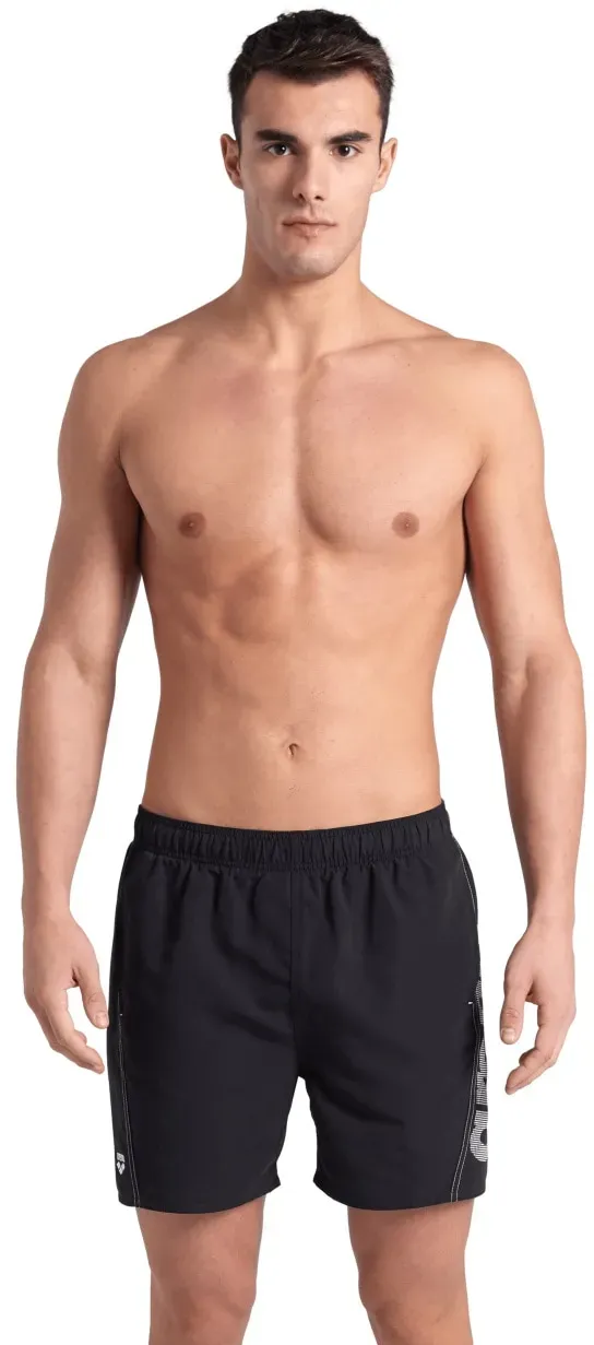 Badeshorts ARENA "FUNDAMENTALS ARENA LOGO BOXER R", Herren, Gr. XXL, N-Gr, schwarz-weiß (schwarz, weiß), Obermaterial: 100% Polyester, Badehosen Badeshorts, schnelltrocknendes Material, mit elastischem Bund