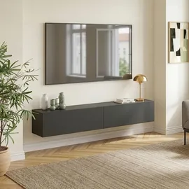 [en.casa] Evaton TV-Lowboard 180 x 32 x 30 cm Dunkelgrau Matt Spanplatte