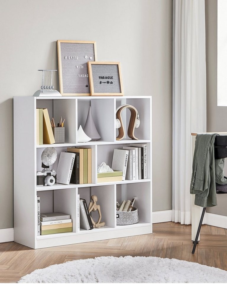 VASAGLE Bücherregal, Würfelregal, aus Holz, als Raumteiler,97,5 x 30 x 100 cm weiß