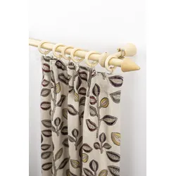 Gardinenstange GARESA "Evi", beige (natur), L:230cm, Holz, Gardinenstangen, Vorhanggarnitur Holz, verlängerbar, Wandmont.,mit Ringe/2 Lauf Gleiter