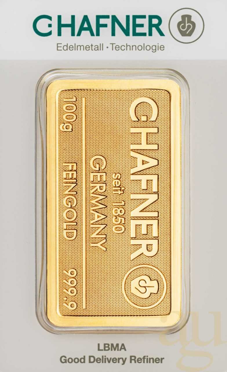 100 Gramm Goldbarren C. Hafner
