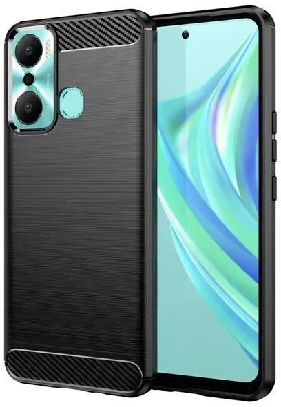 Carbon Case Case for Infinix Hot 20 Play Flexible Silicone Carbon Cover Black