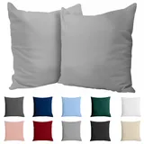Dreamzie Kissenbezug 65 x 65 Baumwolle Renforcé (2er-Set) - Hellgrau - Dicht gewebt mit 57 Fäden/cm2 - Kissenbezüge 65 x 65 cm - Oeko Tex Zertifiziert - Dreamzie