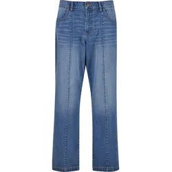 Bequeme Jeans URBAN CLASSICS "Urban Classics Wide Leg Denim With Dividing Seams", Herren, Gr. 33, Normalgrößen, mid tiefblau washed, 100% Baumwolle, unifarben, casual, Jeans