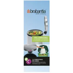 Brabantia Müllbeutel/Mülltüte, Müllsack, AbfallbeutelBiologisch Abbaubar, Kode C, 10-12 Liter, 10 Stück, 419782