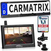 CARMATRIX Solar Funk Rückfahrkamera mit Monitor Rückfahrsystem kabellos mit Solarpanel