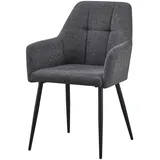 Armlehnstuhl - grau-schwarz - Webstoff Esszimmerstuhl Küchenstuhl