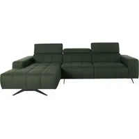 DOMO collection Ecksofa »Trento L-Form, mit Kufenfuß oder Einzelfuß«, wahlweise mit Kopfteilverstellung, Recamiere links/rechts bestellbar grün