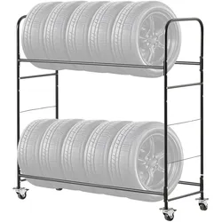 VEVOR Reifenrollregal Reifenhalter mit 2 Ablagen 2 Standardreifen Rollbar Garage