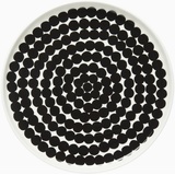 Marimekko - Siirtolapuutarha Teller 20 cm, schwarz-weiß große Punkte