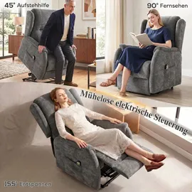 Homcom Relaxsessel Chenille 76 x 103 x 89 cm Silber elektrisch