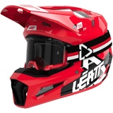 Leatt 3.5 V24 Logo Motocross Helm mit Brille, schwarz-weiss-rot, Größe S