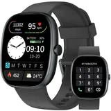 HUAKUA Smartwatch Damen Herren mit Telefonfunktion,1,85" Smartwatch mit 100+Sportmodi Fitnessuhr mit Pulsuhr Schlafmonitor SpO2 Schrittzähler Fitness Tracker IP68 Wasserdicht für Android iOS Handy