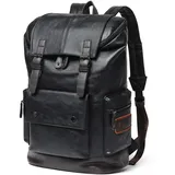 ZZSRJ Herren Leder Rucksack - Große Kapazität Laptop Business Casual Wasserdichter Computer Rucksack in Schwarz (Color : B)