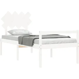 vidaXL Seniorenbett mit Kopfteil Weiß Massivholz