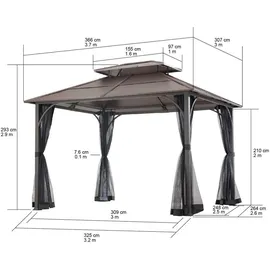 Sunjoy Metallpavillon 3,66 x 2,24 m Braun