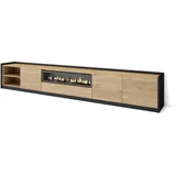 SKRAUT HOME Lowboard 310x50x37 cm Eiche Schwarz Holzwerkstoff