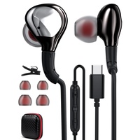 APETOO USB-Typ-C-Kopfhörer, HiFi-Stereo, DAC, USB-C-Ohrhörer, kabelgebundenes Headset, In-Ear-Kopfhörer mit Mikrofon, Lautstärkeregler für Samsung S23, S22, S21, A54, A53, Z, Flip Fold Pixel 7a, 6a,
