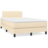 vidaXL Boxspringbett mit Matratze Creme 120x200 cm Stoff