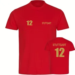 multifanshop Kinder T-Shirt - Stuttgart - Trikot Nummer 12 gold - Druck gold metallic - Kind