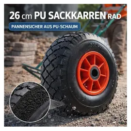 Estexo Sackkarrenrad PU 3.00-4 Reifen Ø 260 mm Vollgummi Sackkarre Nadellager