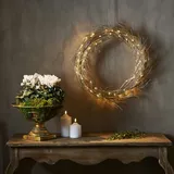 MARELIDA LED Lichtkranz Fizzy Fenster Türschmuck 50 LED D: 45cm für Innen gold