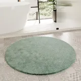 Homie Living Badteppich, Badematte kuscheliger Flauschiger weicher Flor l rutschfest und Waschbar Porto Azzurro (90 cm rund, Salbei)
