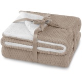 AmeliaHome Kuscheldecke 130x180 cm zarte Steppung Sherpa Lammfelloptik Wohndecke Shleepy Cappuccino