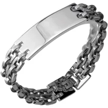 FIRETTI ID-Platte Armband Edelstahlfarben 21cm