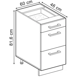 Vicco Schubladenschrank R-Line 60 x 0 x 81,6 cm Weiß