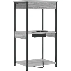 vidaXL Nachttisch mit Ladestation mit Regal Grau Sonoma Holzwerkstoff