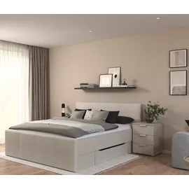 Rauch Möbel Stauraumbett Champagner, 2 Schubladen, 180x200 cm, Blauer Engel, Goldenes M, Made in Germany, gepolstertes Kopfteil, mit Schubkästen, Schlafzimmer, Betten, Doppelbetten