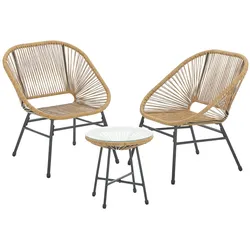 SVITA TULUM Balkon-Möbel 3-tlg. Garten-Möbel Set Balkonstühle mit Tisch Natur