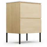 Blumfeldt - Badezimmerschrank mit Waschbecken aus Keramik, 60 cm breit - Waschbeckenunterschrank in Ulmen-Optik, moderner Stil - Stilvoller Schrank