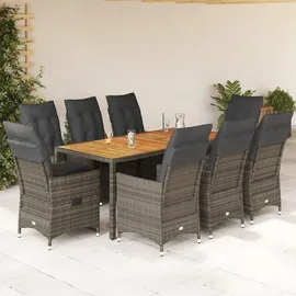 vidaXL Garten-Essgruppe 9-tlg. Grau