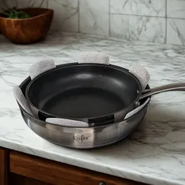 Käfer Pfannenschoner KÄFER "Käfer Topf- und Pfannenschoner", grau, Ø:38cm, Polyester, Untersetzer, Topfuntersetzer Pfannenuntersetzer, 3er-Set, Ø 38 cm, schützt, flexibel, waschbar, platzsparend