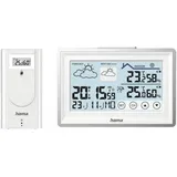 Hama Wetterstation Bahamas mit Außensensor, Funk, Wecker, Raumklima, Weiß 00222228