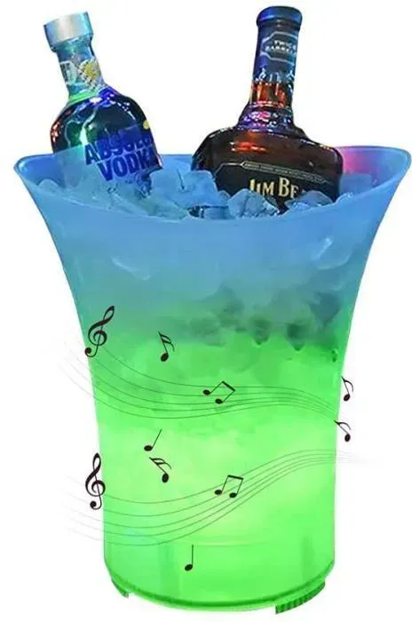 Seau Champagne LED Seau à Glace Coloré avec HautParleur et Bluetooth5L Seau à Champagne Lumineux pour Bar Party Batterie au L 196