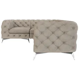 s-style möbel Chesterfield Ecksofa River mit Metall Füßen, Dunkle Creme Samt