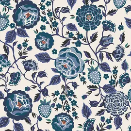 Cath Kidston Vliestapete Strawberry Garden 56 cm x 10 m blau/pink