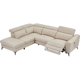 vente-unique Eckcouch Leder 5-Sitzer Beige