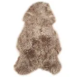 KUHFELL online & NOMAD Fellteppich Echtes großes Lammfell Schaffell Teppich in Weiß Schwarz Blau Braun, Atmungsaktiv, Temperaturausgleichend, Antibakteriell braun 110 cm