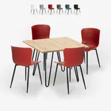 Set quadratischer Tisch 80x80cm 4 Stühle Industrie design Claw Light - Rot - Rot