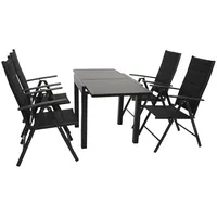 DEGAMO Garnitur ALCUDIA 5-teilig, Aluminium anthrazit + Kunstgewebe schwarz