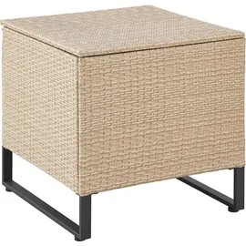 Juskys Polyrattan Lounge Santorini - Outdoor Sitzecke mit Beistelltisch & Auflagenbox - Creme