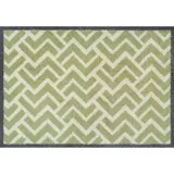 Wash+Dry FUßMATTE Herringbone, Grün, Textil, Struktur, rechteckig, 60x85 cm Oeko-Tex® Standard 100, schmutzabweisend, für Fußbodenheizung geeignet, rutschhemmend, pflegeleicht, Teppiche , Böden, Fuß , Stufenmatten, Fußmatten