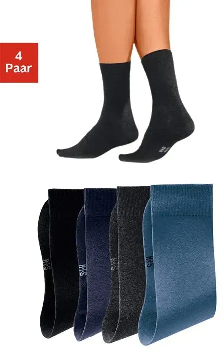 Basicsocken H.I.S, Herren, Gr. 47-48, blau (blau, marine, schwarz, dunkelgrau), Baumwolle, Elasthan, Polyamid, unifarben, elastisch, Socken, mit hohem Baumwollanteil