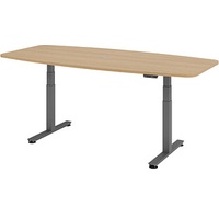 Hammerbacher Konferenztisch XDSM22 eiche Tonnenform, T-Fuß-Gestell grau, 220,0 x