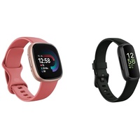 Fitbit Versa 4 by Google – Smartwatch Damen/Herren Fitness-Tracker mit integriertem GPS und Telefonfunktion & Inspire 3 by Google –Gesundheits- & Fitness-Tracker Damen/Herren - Herzfrequenzmessung
