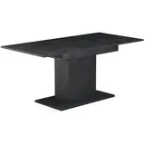 B&D home Esstisch Bosco | ausziehbar 120-160x80 cm 4-6 Personen Küchentisch Holztisch mit Säule für Esszimmer, Küche | skandinavisch modern Design | Marmor Optik, 11201-BM-MSCH